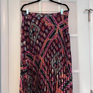 Ann Taylor - Burgundy Long Pleated Skirt - Size 14
